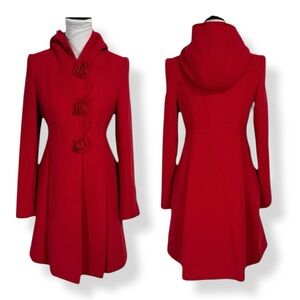 Rothschild Hooded Red Tailored Holiday Coat Big Girl Sz XL /16